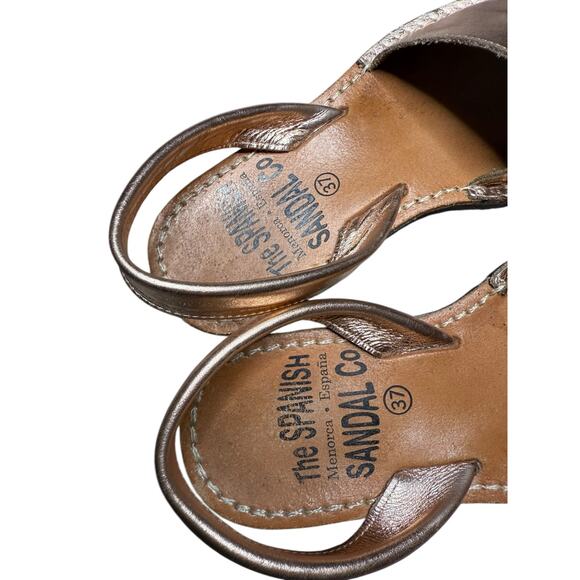 The Spanish Sandal Co Metallic Rose Gold Leather Slingback Sandals EU 37 - Picture 3 of 4
